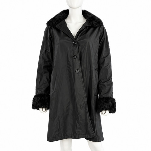 Black pvc coated raincoat - pvc,