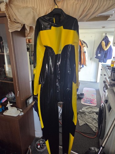 Latex rubber suit yellow and - suit,