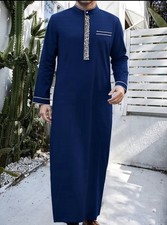 Men’s Navy Muslim Thobe Robe