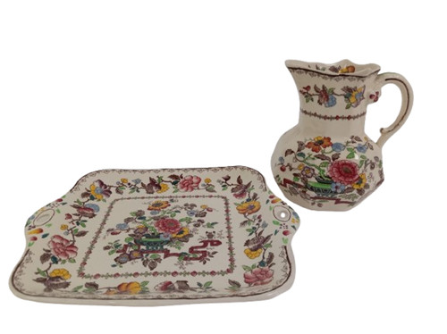 Mason ironstone jug - ironstone, tray