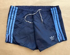VTG ADIDAS nylon shorts Blue White WEST GERMANY sprinter Glanz Nylon D6 34-40”