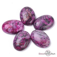 2 RIPPLE JASPER GEMSTONE CABOCHONS OVAL 25mm X 18mm FLAT BACKED CAMEO GCA1 