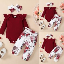 3PCS Newborn Baby Girls Floral