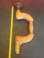 Bit Brace by Mathieson & Son Glasgow, Scotland, Wood & Brass. Antique Tool.