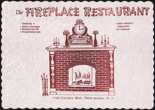 Vintage placemat the fireplace - vintage,