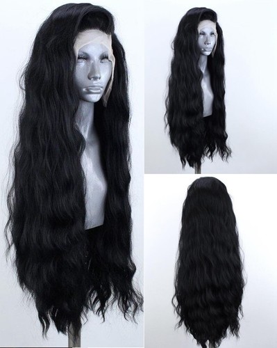 Natural black wigs - long, wavy