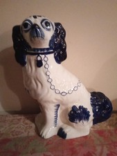 Large 32cm Handpainted Staffordshire Spaniel Mantle Dog Free P&P