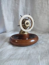 Vintage Novelty GHS Ships Wheel Nutcracker Nut Cracker Bowl Turned Wood & Brass 