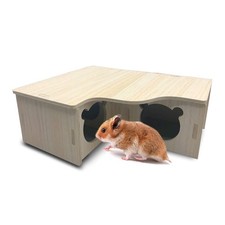 Wooden Hamster House, Corner House Hamster Hideout Cage Décor for Syrian