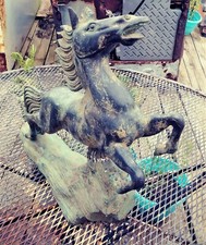 17X17 Inch Rearing Horse Bronze Sculpture