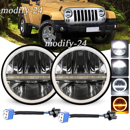 Pair 7inch round - 7inch, led