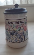 Stein KANTERBRAU Ceramic Tankard Pewter Lid 70 cl La Biere  De Maitre Vintage