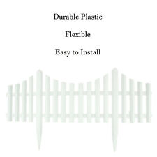 Green &White Garden Border Fence Flexible Plastic Lawn Flower Bed Edging Picket 