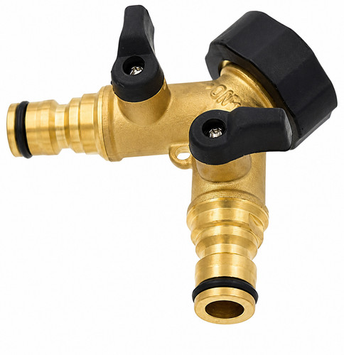 Brass double garden tap - brass,