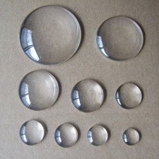 10 x Round Clear Glass Cabochons Domed With Flat Back Glass Various Sizes