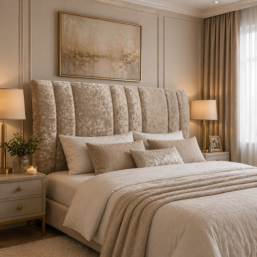 Winged upholstered headboard - upholstered,