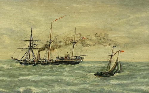 Victorian naval seascape steam - naval,