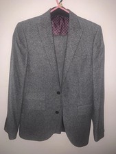NEXT MENS MODERN GREY WOOL BLEND REG FIT 2PC SUIT 36R CHEST W30 L31