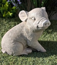 Hamlet Sitting Piglet Garden Ornament - Cute Concrete Stone Pig Statue NEW
