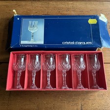 Vintage Cristal D’Arques 24% Lead Crystal Longchamp 6cl Stemmed Glasses 6 Boxed