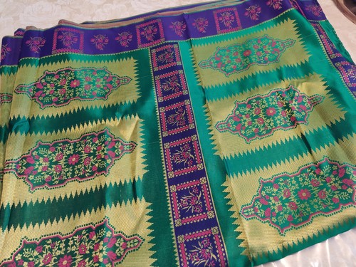 Green purple silk - silk, fabric