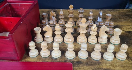 Vintage large wooden chess - vintage,