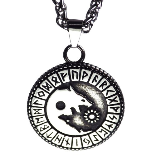 Norse wolf runes necklace - wolf,