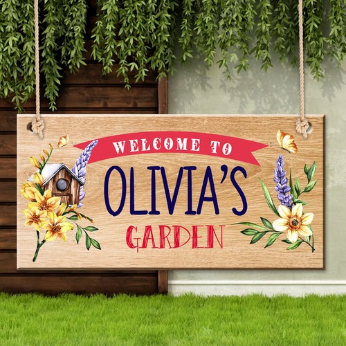 Personalised wood garden sign - personalised,