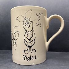 Retro Disney Winnie the Pooh Piglet is Shy Large Ceramic Mug Churchill *Chipped*