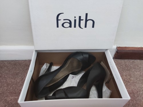 Faith black leather peep - black,