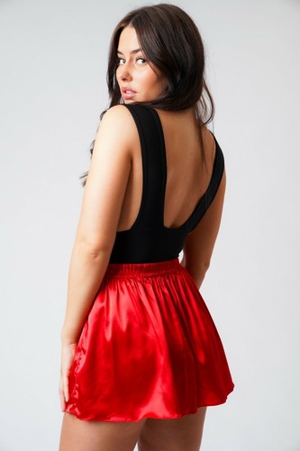 Red sissy satin skirt elastic - sissy,