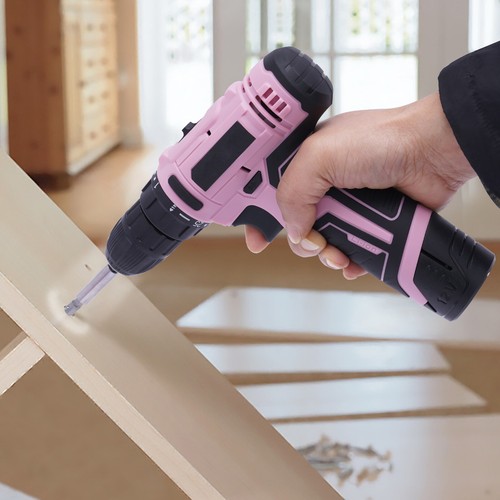 Pink cordless drill set - pink,