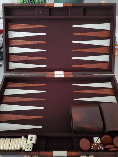 Backgammon set brown faux - backgammon,