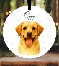 Golden Labrador Dog Christmas Bauble Ornament Personalised Birthday Gift Decor