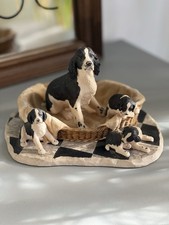 Springer Spaniel and Pups (Black and White) Border Fine Arts Dog Figurine