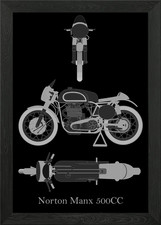 Norton Manx 500CC 1952 Framed