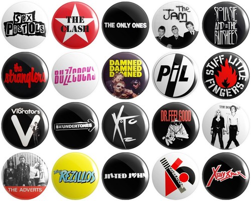 Punk rock bands button - 20, x