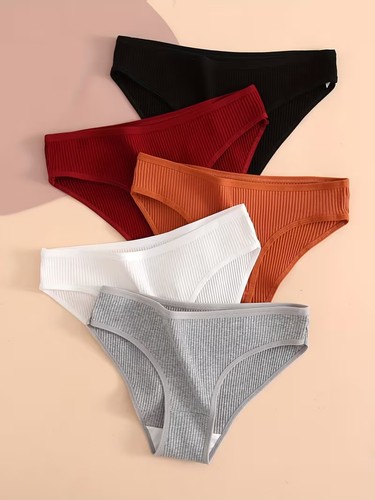 5pcs women ribbed breathable - ribbed,