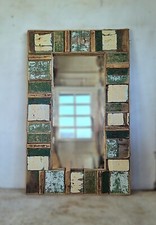 Driftwood Green & Cream paint Floor Standing Mirror, Full Length dressing Mirror