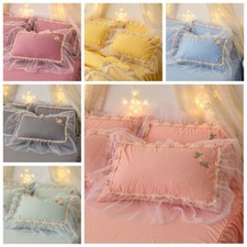 2x Lace Ruffles Pillow Case