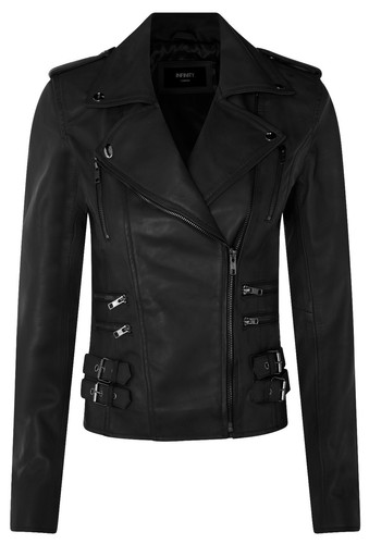 Ladies leather biker jacket - ladies,