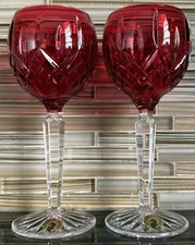 Pair Of Waterford Crystal Lismore Crimson Hock Wine Glasses, Made In Poland