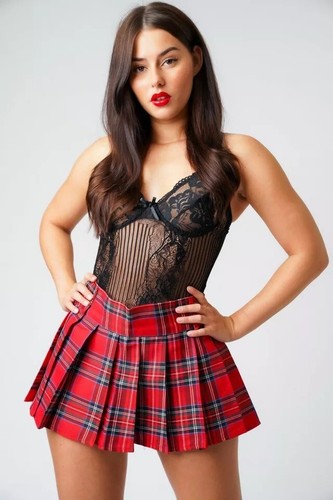 Red tartan plaid - pleated, micro