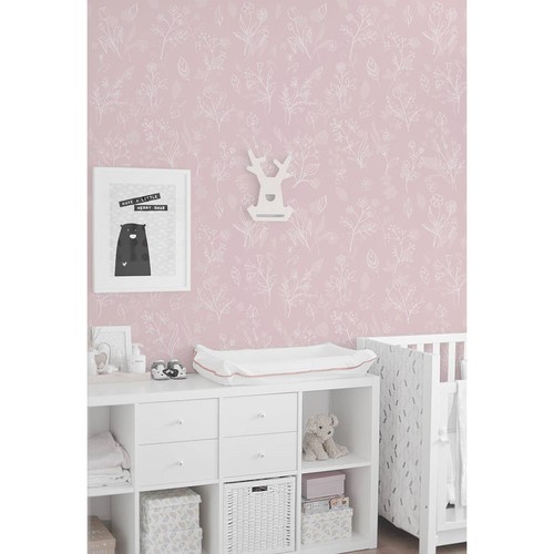 Non woven wallpaper pink white - wallpaper,