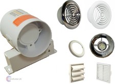 Inline Bathroom Extractor Fan Light Kit / No Light 100m3/h Condensation Shower  
