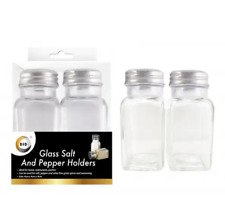 Ashley Glass Cruet Metal Screw Top Dispensers Set Salt & Pepper Shaker Pots 2pk