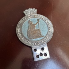 VINTAGE 1960s BRITANNIA ROYAL NAVAL COLLEGE MOTOR CLUB CAR BADGE - OLD NAVY RARE