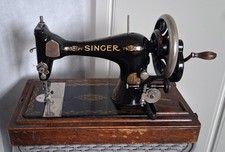 WORKING ANTIQUE SINGER 28K SEWING MACHINE : COFFIN STYLE COVER & KEY : YR 1900
