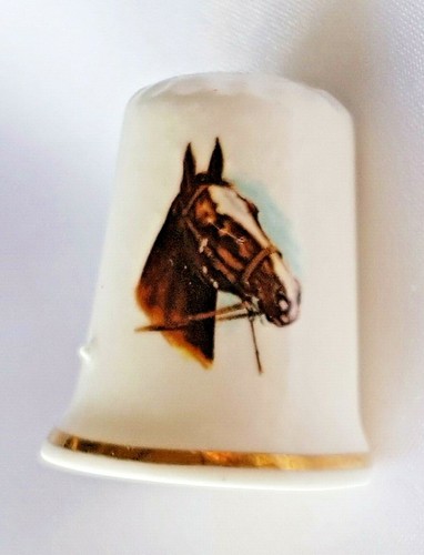Horse bone china thimble - ~,