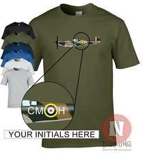 Personalised Spitfire t-shirt Mk1 Battle of Britian WW2 RAF - add your initials